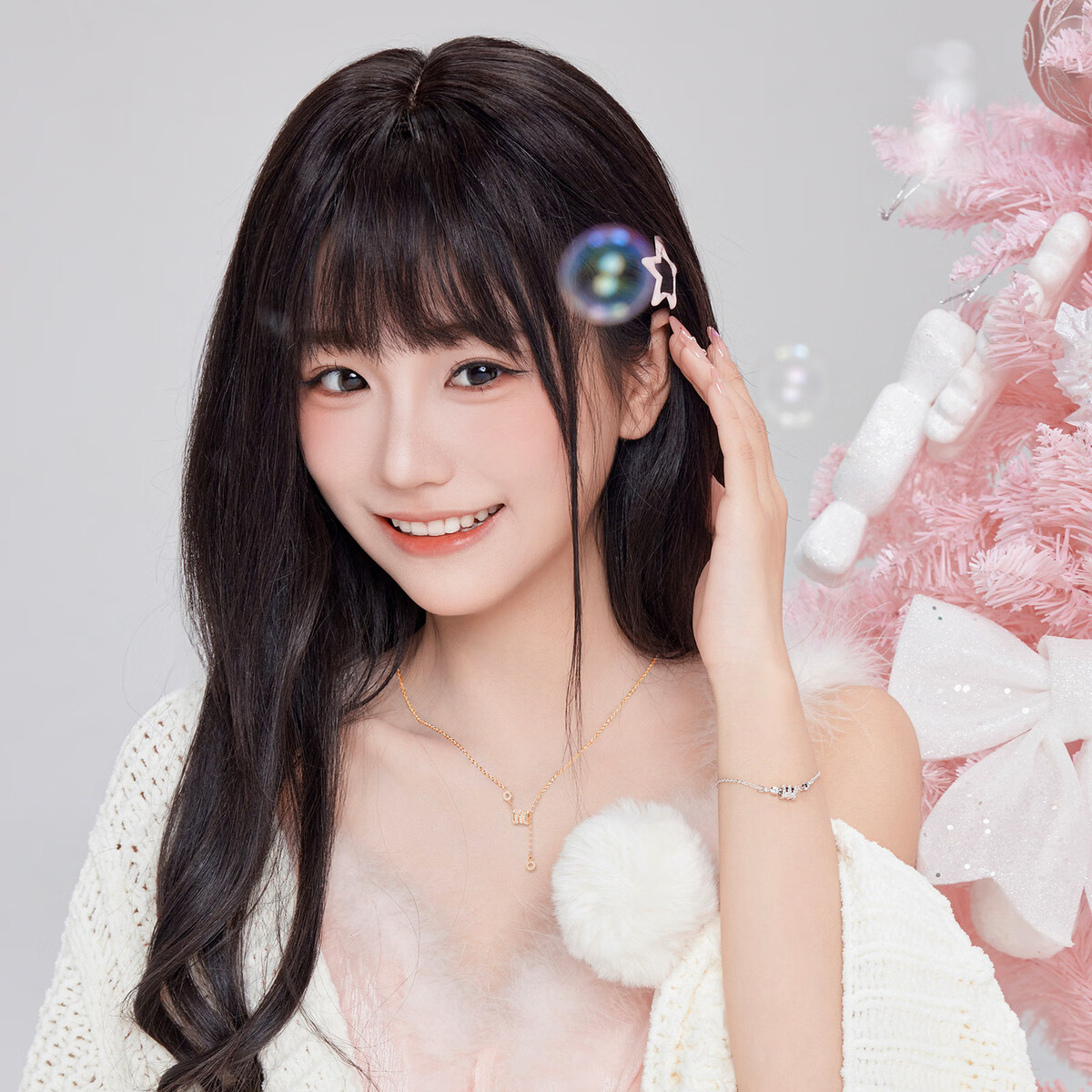 芭比(Barbie)【采用施华洛世奇元素水晶】经典小蛮腰项链女吊坠生日礼物送女友 【白色】猫咪跳动的心