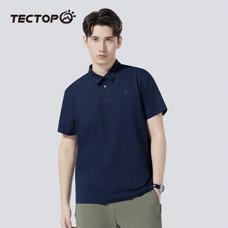 探拓(TECTOP)户外速干短袖POLO衫男春夏透气弹力运动吸汗打底衫商务休闲T恤男 碧城色【polo衫T恤 S