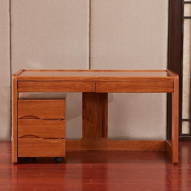 光明家具 电脑桌实木北美红橡木写字桌1.4米61104 书桌 袖柜