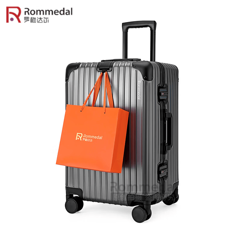 罗梅达尔(Rommedal)加厚全铝镁行李箱20寸轻便登机箱铝框28寸大容量拉杆箱24寸旅行箱 枪色【全铝镁合金】升级版 28英寸