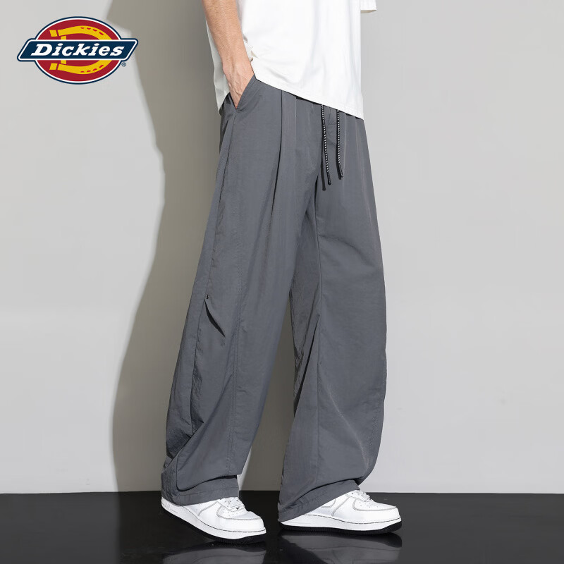 Dickies美式复古户外冰丝速干弯刀休闲裤男士2026秋季新款百搭长裤子男装 浅灰色【官方正品】 M 【建议120-140斤】