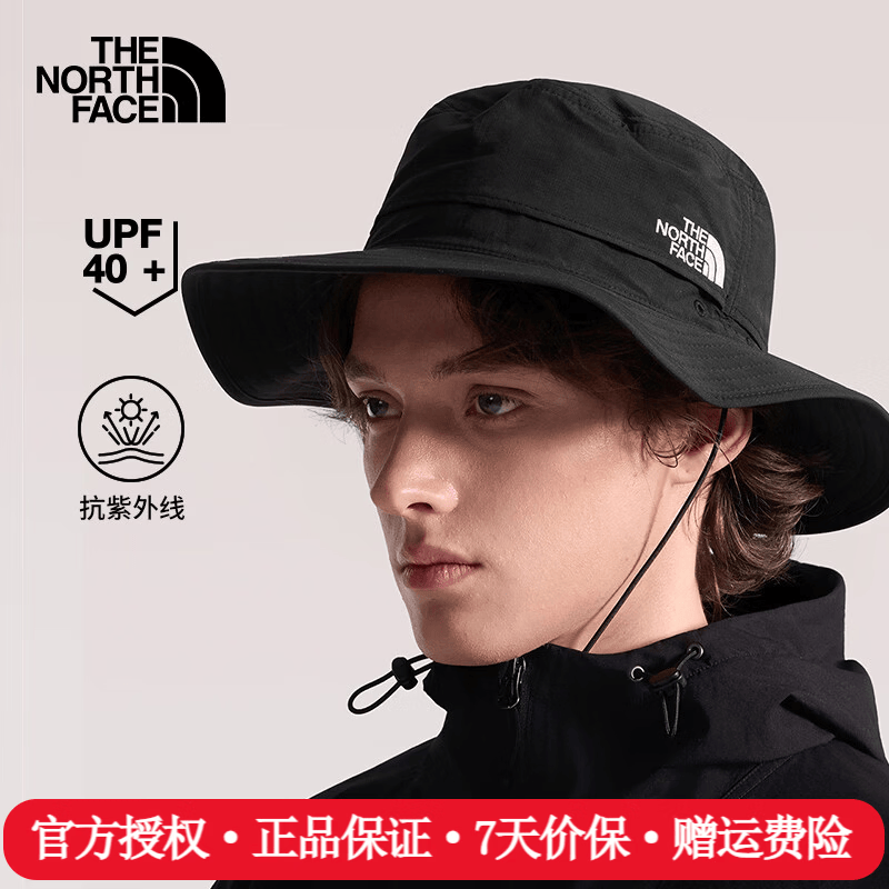 The North Face北面渔夫帽男女通用26春夏新款户外运动休闲帽UPF防晒帽子5FX6 KY4/宇宙黑 S/M/(帽围57.2cm)