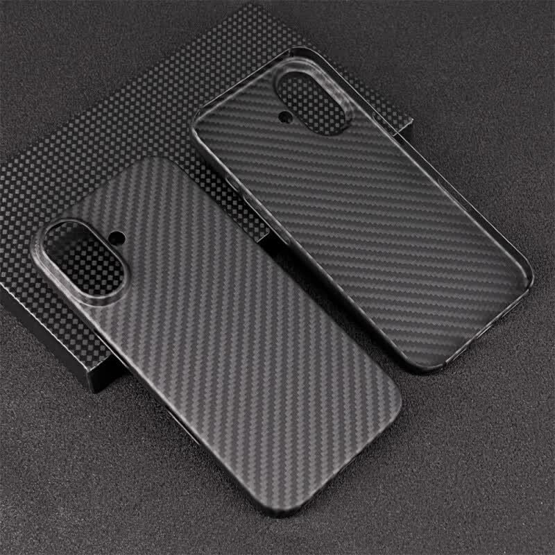 严谨适用苹果16Pro碳纤维手机壳iPhone16ProMax保护套凯夫拉芳纶纤维Plus配件商务轻薄全包磨砂超薄壳 大孔/哑黑 1500D iPhone 16
