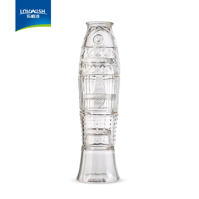 乐唯诗（LOVWISH） 乐唯诗 锦鲤叠叠水杯耐热玻璃杯创意杯子酒杯果汁杯 锦鲤叠叠杯【透明】4件套