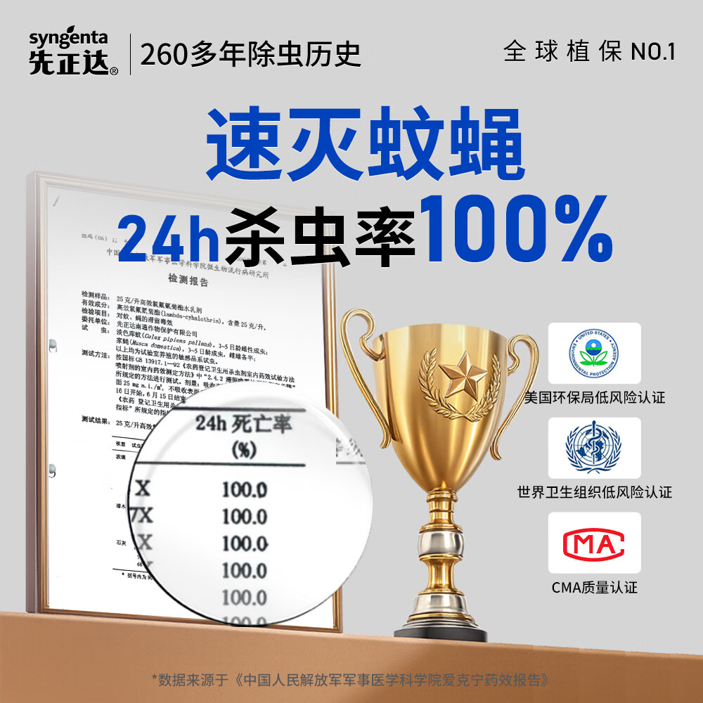 先正达高效氯氟氰菊酯大面积灭蚊子苍蝇室外庭院垃圾场灭蚊蝇药杀虫剂 250ml*10瓶