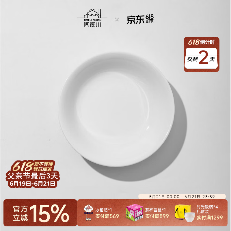 陶溪川 CERAMIC ART AVENUE景德镇陶瓷餐具家用简约纯白中国色吃饭碗盘鱼盘菜盘汤锅瓷器单个 暮雪-醋碟 2个
