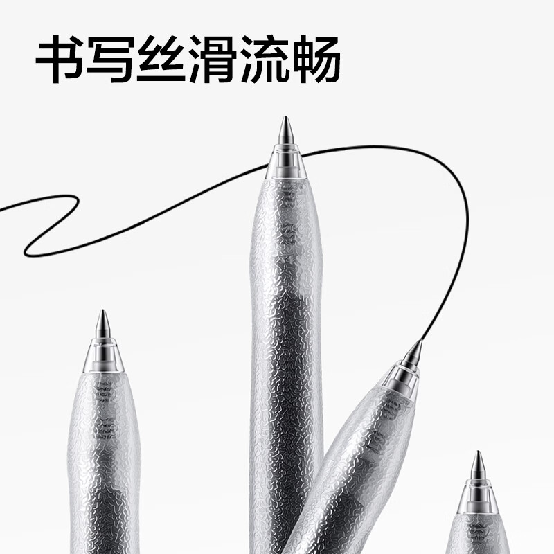 得力子弹头黑色按动0.5mm中性笔学生办公签字 SA801-6支笔1盒装 黑色0.5mm