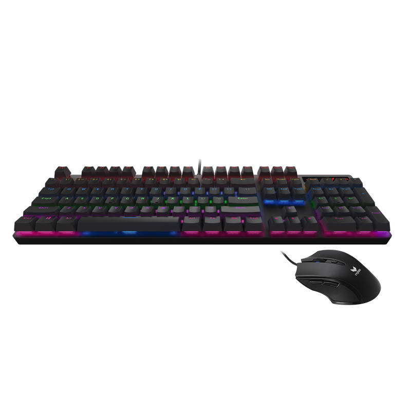 雷柏（Rapoo） V180 键鼠套装 有线机械键盘鼠标套装 游戏键鼠套装 104键混光键盘 电脑键盘 黑色 黑轴