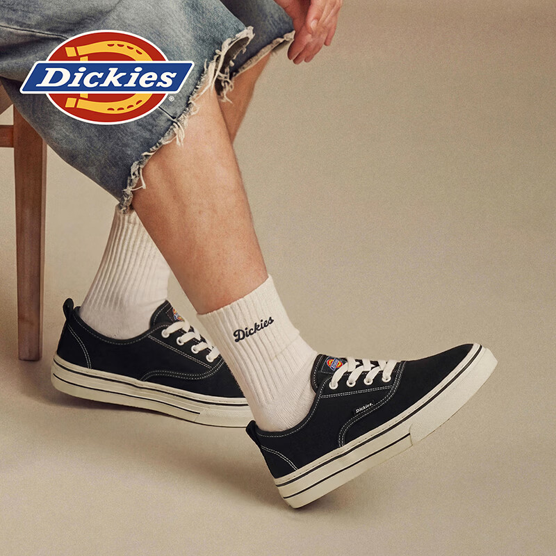 Dickies品牌男鞋2026夏季新款时尚百搭帆布鞋透气厚底增高通勤休闲板鞋子 黑色 45 275 2.5 京东折扣/优惠券