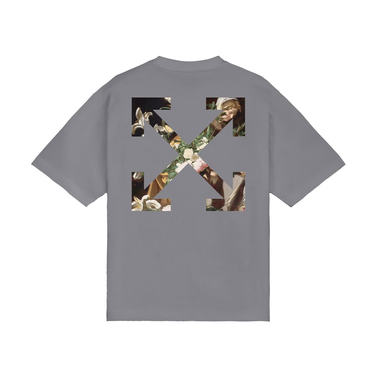 OFF-WHITE™情侣装新款圆领短袖T恤运动夏季半袖上衣 灰色 XL