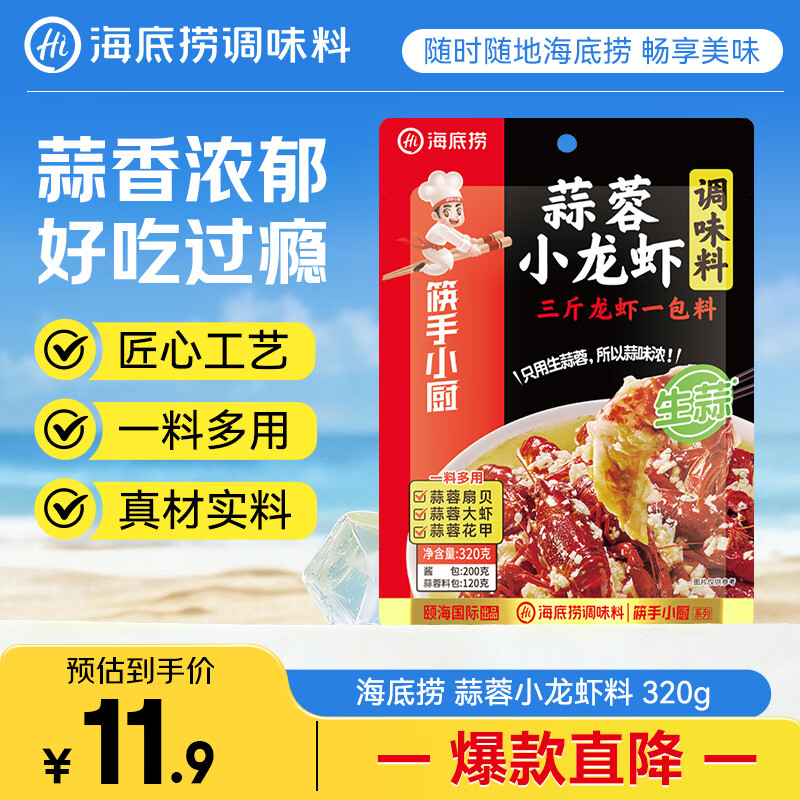 海底捞蒜蓉小龙虾调味料320g 1袋炒3斤龙虾 炒花甲料 生蚝烧烤解馋夜宵