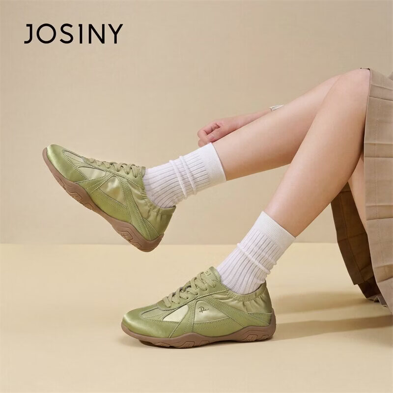 卓诗尼（Josiny）卓诗尼复古拼色德训鞋女2026新款厚底巨好看系带运动百搭休闲鞋 浅灰色 36