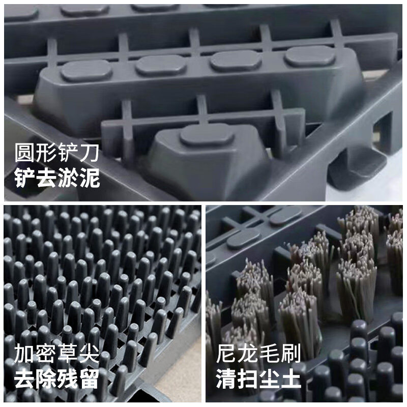 商用家用门口三合一地垫除尘防滑毯入户门垫室外塑料地垫拼接地毯 三刷【刮泥蹭土】红底灰刷 180cm*240cm