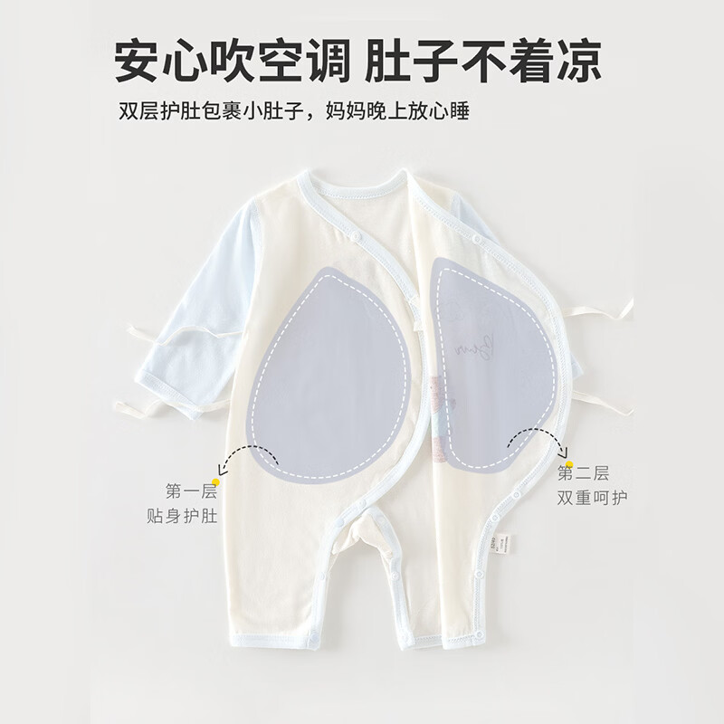 ThomBaker新生儿衣服夏季薄款婴儿连体衣纯棉透气0-6个月宝宝睡衣空调衫 夏季蘑菇粉色 66cm