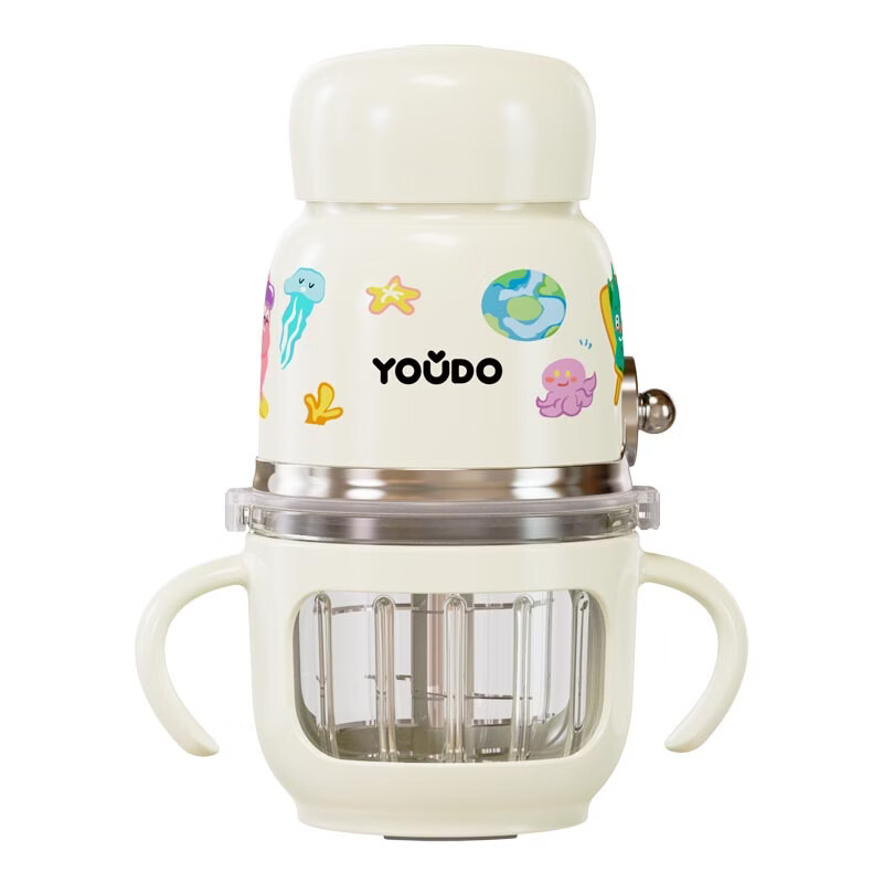 友多(YouDo)双档辅食机婴儿打泥机宝宝料理机多功能搅拌机食物研磨器绞肉工具 单杯单刀_海洋款 12叶刀头