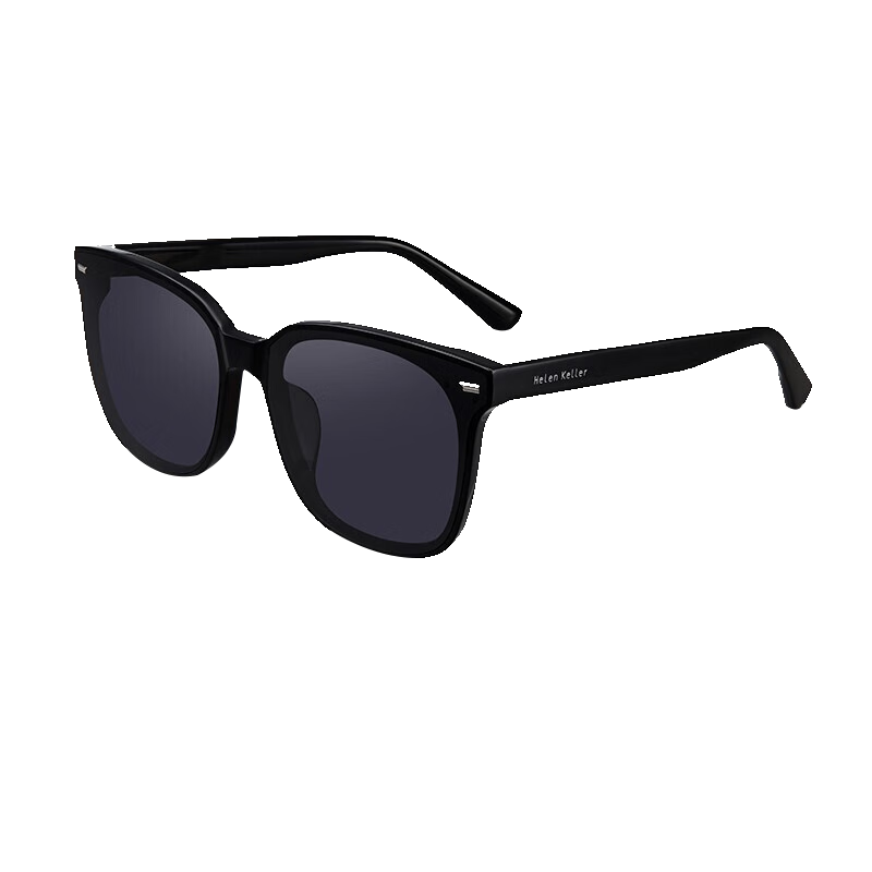 海伦凯勒时尚太阳镜：男女款酷感黑超方框防晒墨镜