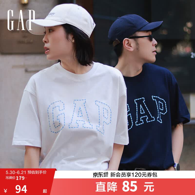 盖璞Gap男女装2026春季新款纯棉logo字母宽松短袖T恤百搭上衣 白色 868224 M (170/92A)亚洲尺码