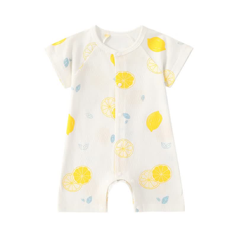 丸图 ONETU婴儿爬服夏季新生儿短袖连体衣0-12个月宝宝哈衣 海盐柠檬 59cm 建议身高(55-62)