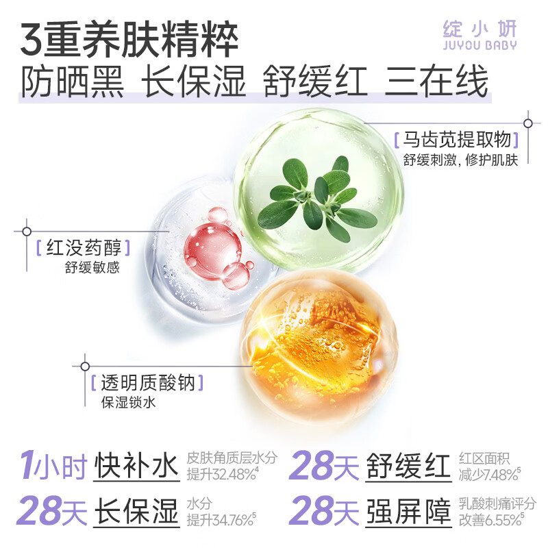 绽小妍儿童防晒霜小紫管海边隔离紫外线乳专用夏季防晒黑SPF25+ 【8倍防晒黑 保湿舒缓】50g