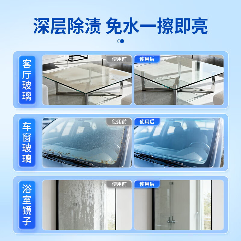 水卫士玻璃清洁剂480g浴室车窗清洁剂家用擦窗卫生间去除水垢水渍神器 【之选】水卫士玻璃清洁剂480g*3瓶