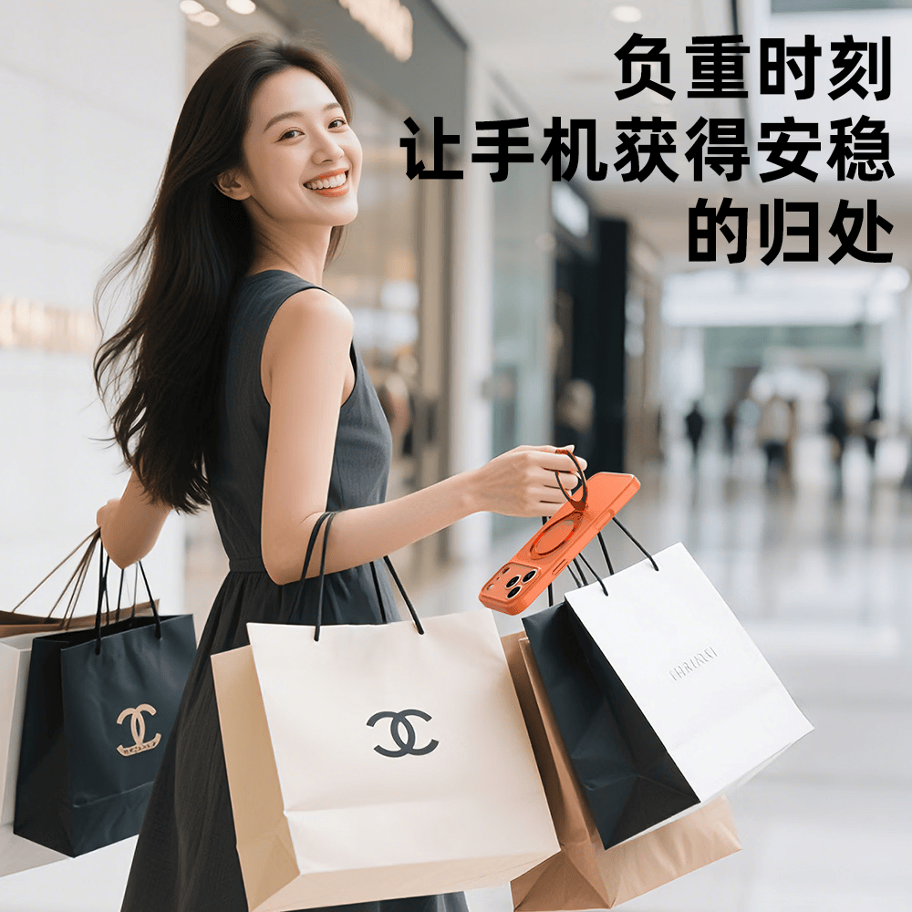 【按键全包,耐用防摔】适用苹果IPhone17ProMax/16ProMax手机壳磁吸支架全包防摔手机壳 橙色 IPhone17ProMax