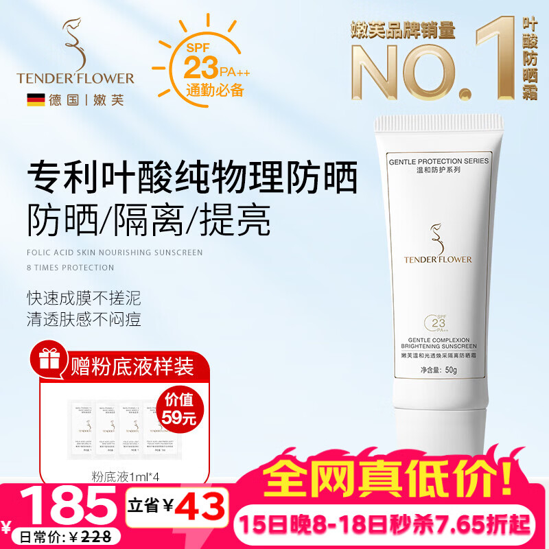 嫩芙叶酸备孕妇女防晒霜乳防紫外线隔离三合一化妆护肤品通勤女士礼物