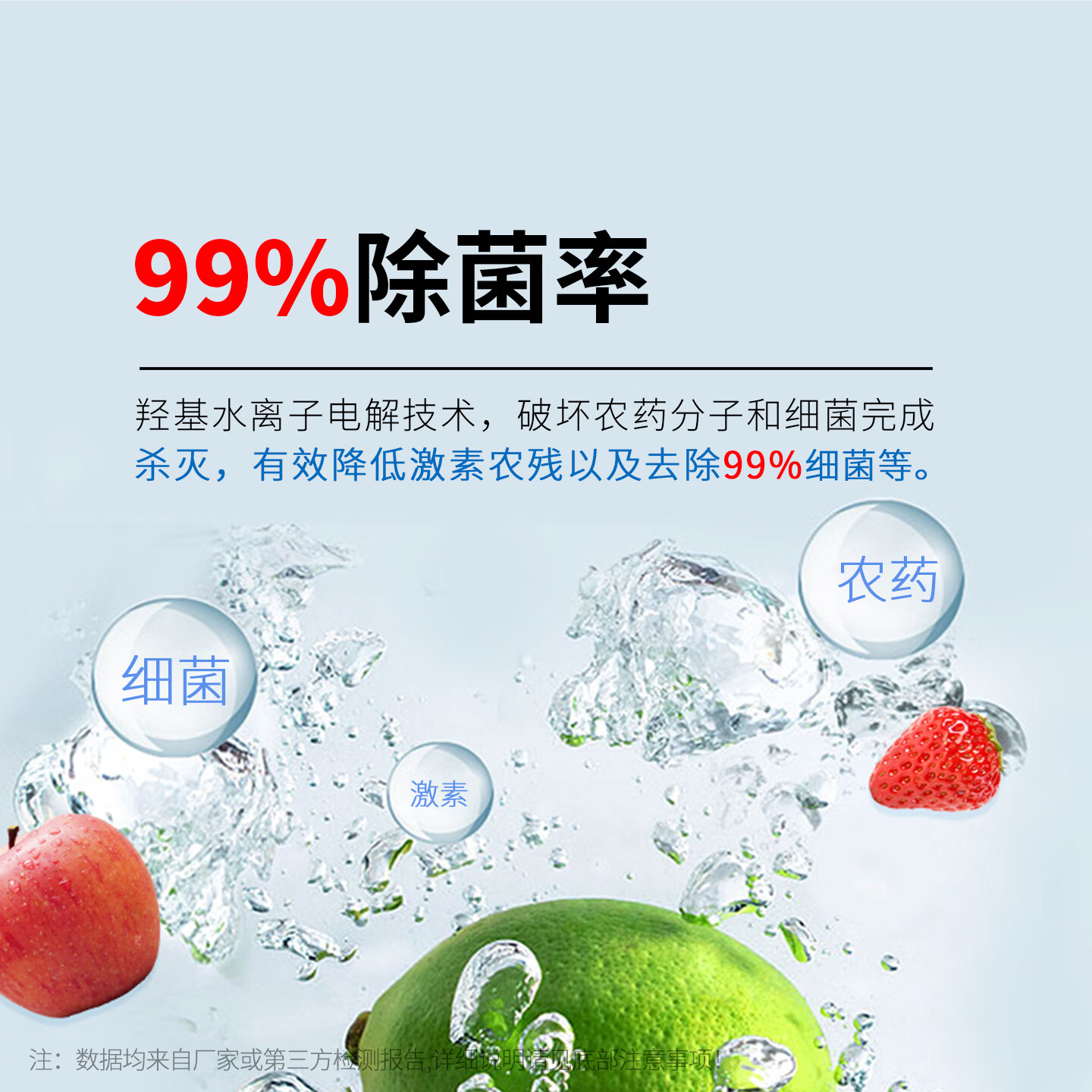 冰尊（BENSHION）果蔬清洗机家用洗菜机去除细菌农药瘦肉精激素食材净化机果蔬解毒机净化器 BS-M3白色