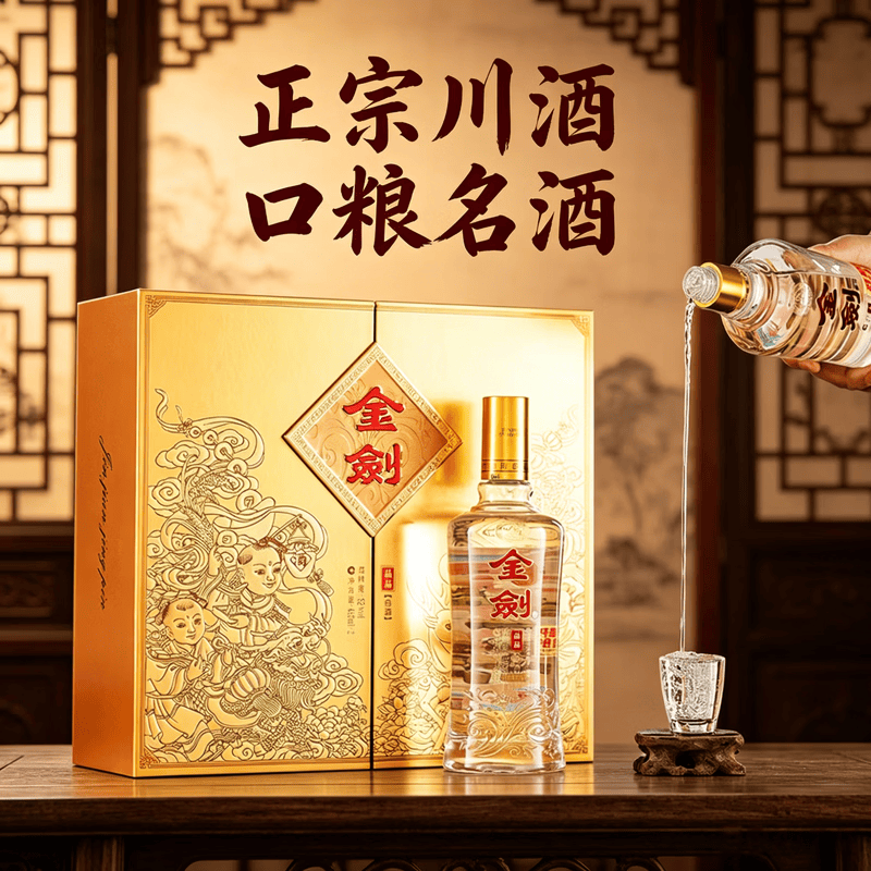 剑南春  金剑晶品 浓香型白酒 过节送礼 52度 480mL 2瓶 金盒