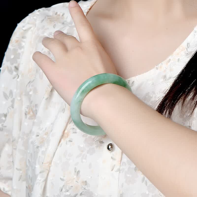 千载一玉 【孤品】翡翠手镯女士糯冰温柔气质玉手镯珠宝正装镯子 【款六 约57毫米】QZC5968f