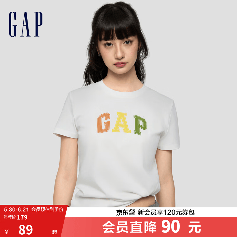 GAP男女字母logo短袖T恤 54元，GAP男女纯棉宽松短袖T恤 59元 - 86线报