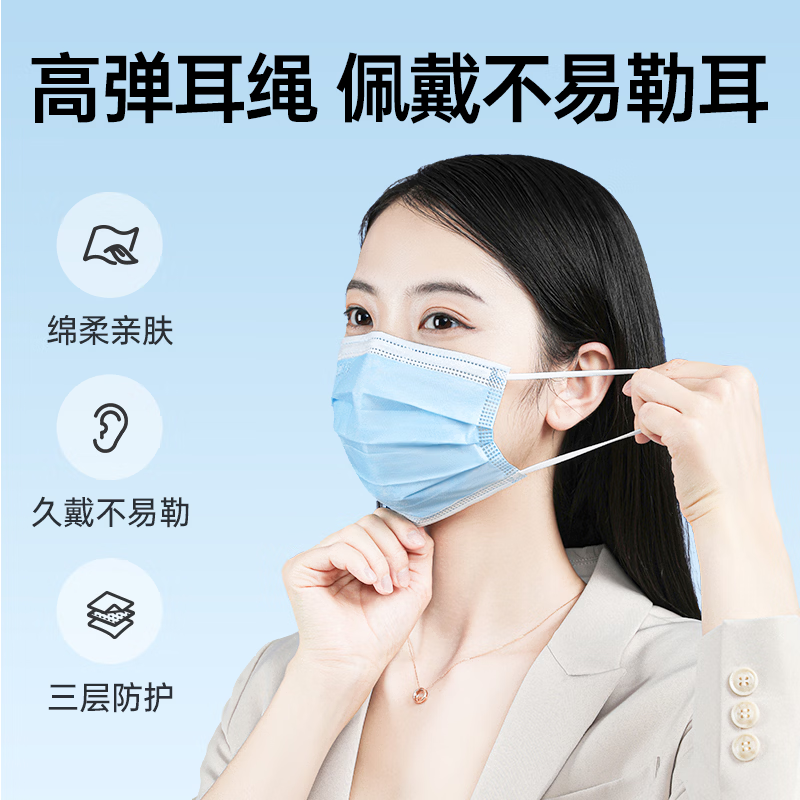 超亚医用外科口罩一次性三层防护口罩防风防尘面罩 【成人医用灭菌级】蓝色10只*10袋