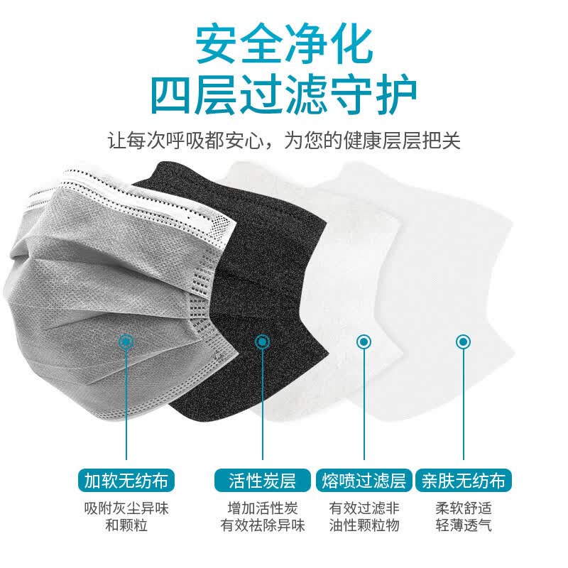 禾茵(heyin)活性炭口罩一次性单独包装透气防尘粉尘专用实验室成人工业防甲醛 【独立包装灰色100只】+高效活性炭