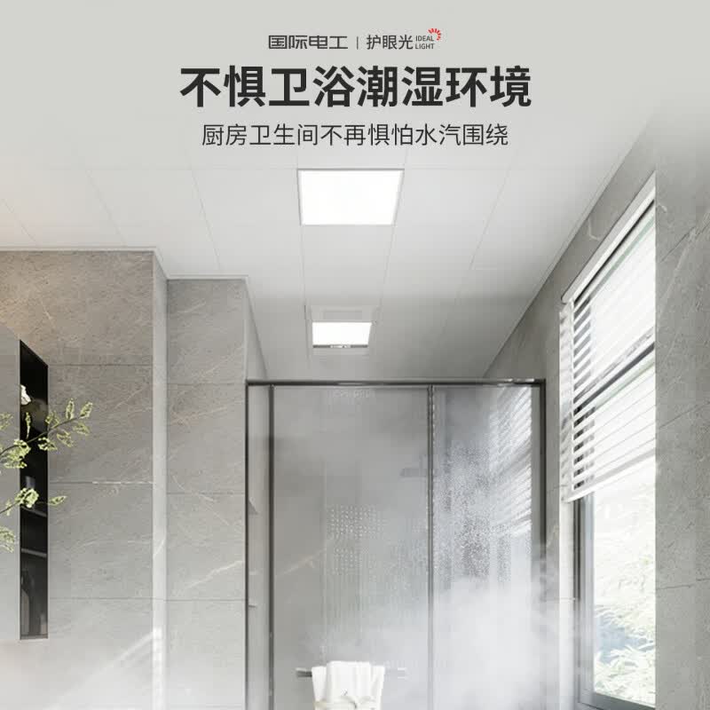国际电工厨房灯led集成吊顶吸顶灯办公室白光扣板灯300x300浴室平板面板灯 (65W 30x60cm)铝材 厨卫平板灯