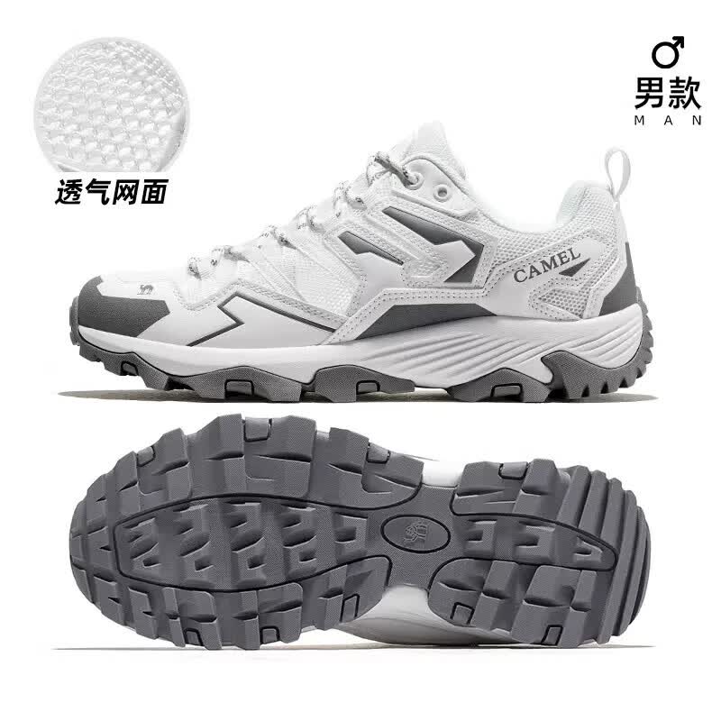骆驼（CAMEL）户外徒步鞋登山鞋耐磨防滑山地鞋防撞防踢缓震运动涉水鞋越野跑鞋 白/灰 男款FOS2210004 42