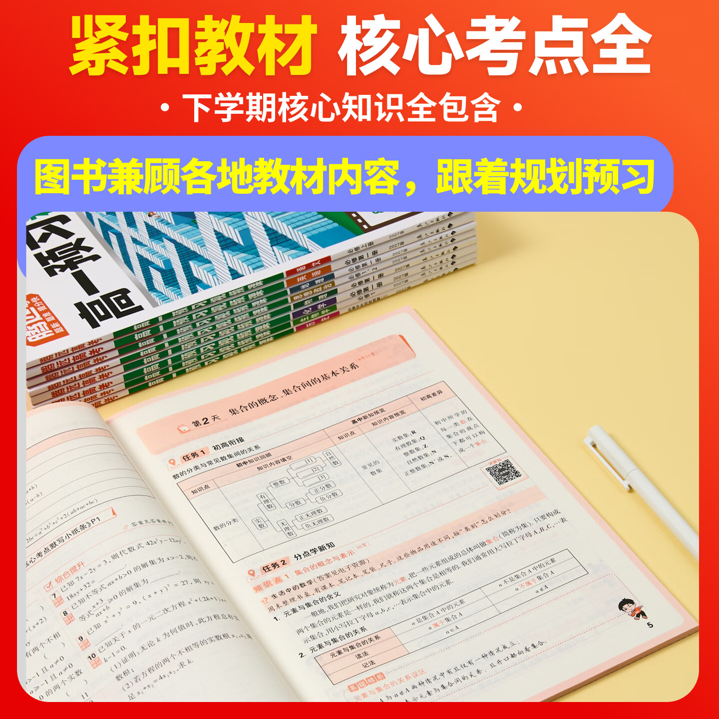 2027万唯腾远新高一预习视频课2026秋初升高衔接教材高一上册必修一暑假预习资料高中视频网课人教版万维新练习题笔记高考九年级升高一暑假作业提前学必修1 超值！【9本套装】语数英物化生政史地