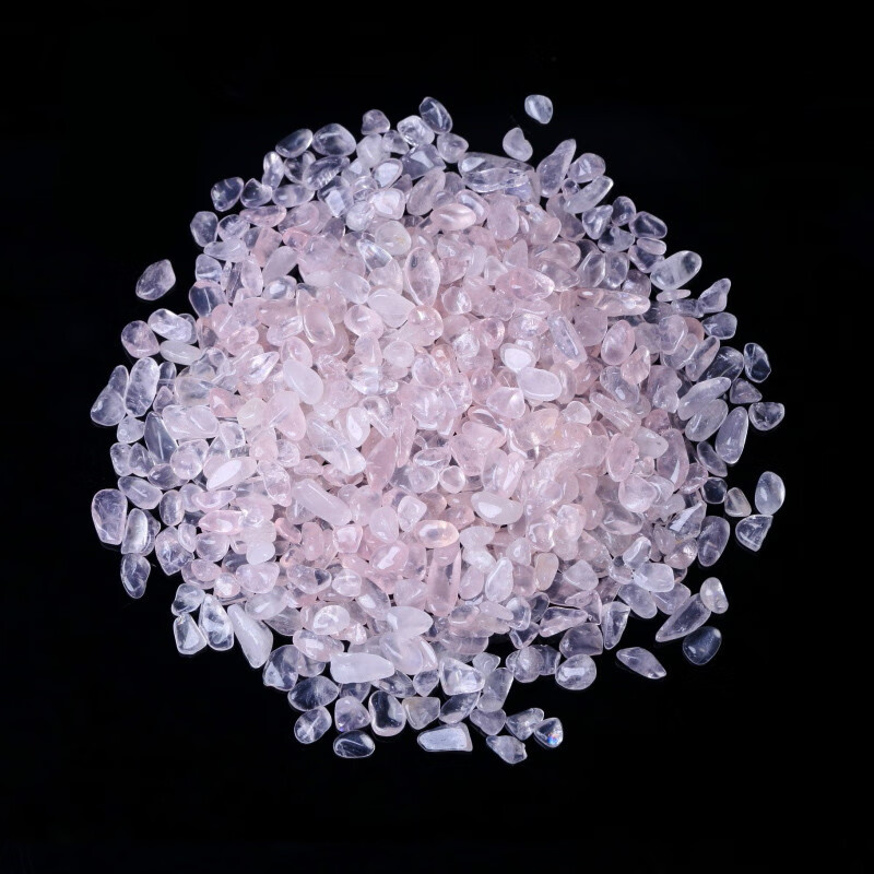 天然粉水晶碎石原石粉晶碎石粉色水晶消磁石原石装饰摆件  500克 500克规格5-7mm