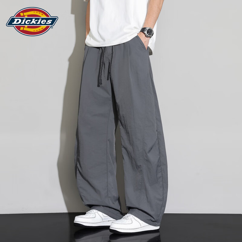 Dickies美式复古户外冰丝速干弯刀休闲裤男士2026秋季新款百搭长裤子男装 浅灰色【官方正品】 M 【建议120-140斤】