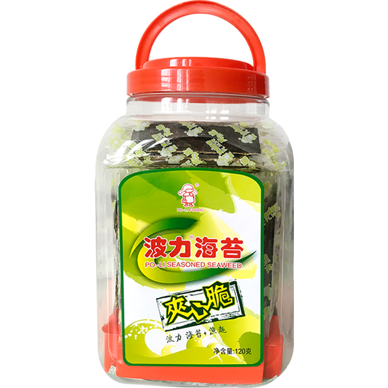 波力海苔渔趣夹心脆片120g约60包海味休闲零食儿童网红小吃脆紫菜