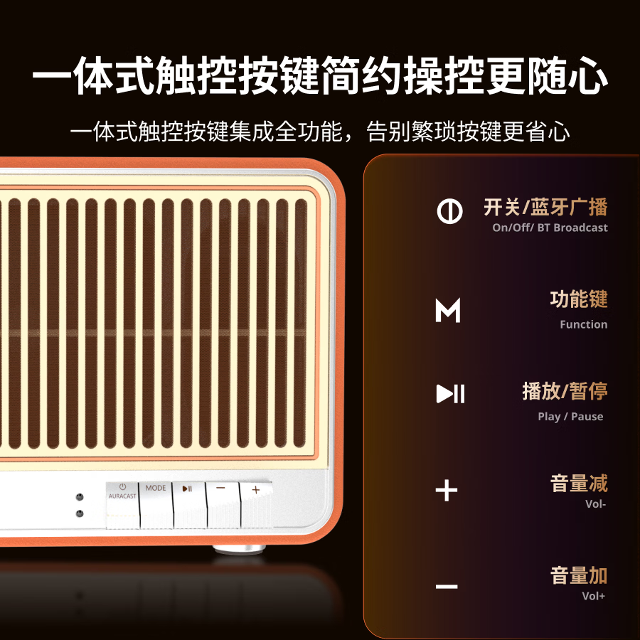 YY SOUND 【三分频】复古蓝牙音箱 高保真家用无线蓝牙音响HIFI音响一体式500W大功率音响居家音响桌面音响 霜白赤金色