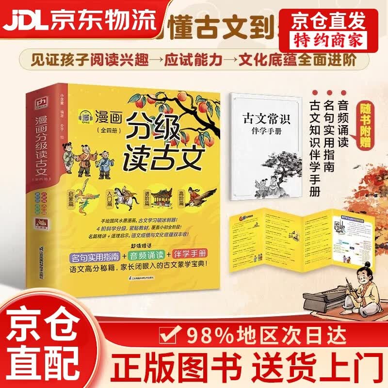 【京仓直发+京东物流次日达】漫画分级读古文（全四册）从老马识途启蒙到滕王阁序高阶探索72篇选文从易到难无缝衔接语文课本
