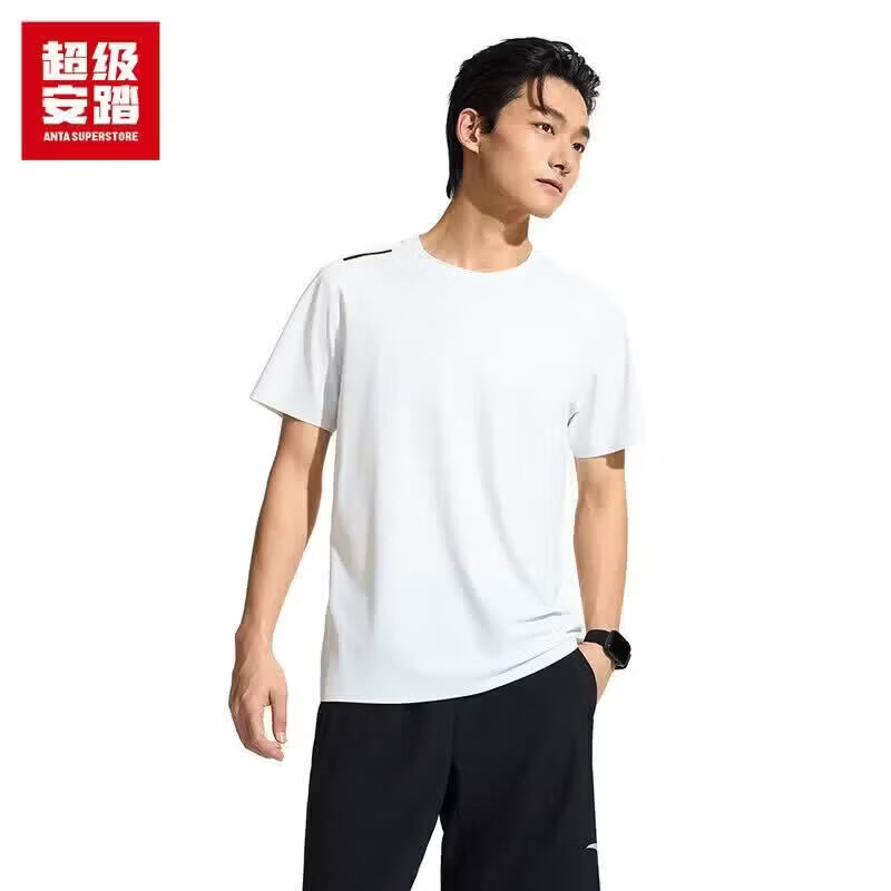 安踏凉感通勤短T丨运动短袖T恤男夏季透气商务休闲套头衫152626109U 沙粒灰-1 S /男165