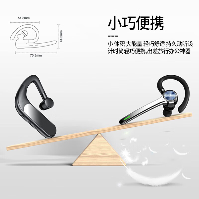 全盟G7单耳蓝牙耳机【强降噪长续航高通芯片】运动通话商务外卖司机开车专用 黑色