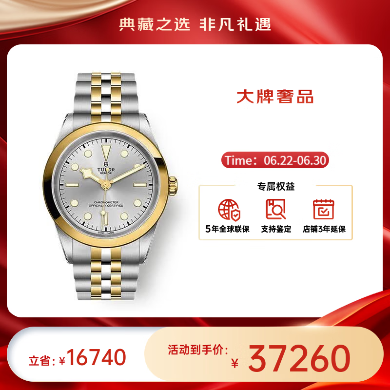 帝舵（TUDOR）碧湾系列自动机械男士腕表41mm送礼物 间金银色M79683-0002