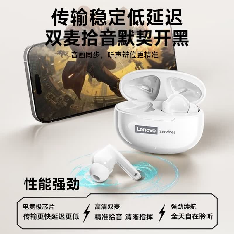 联想(Lenovo)【旗舰无损音质】蓝牙耳机新款顶配蓝牙6.0入耳式真无线音乐高音质智能降噪游戏低延迟超长续航 铁灰色【顶配蓝牙6.0+全景环绕音效】 智能AI降噪-游戏低延迟