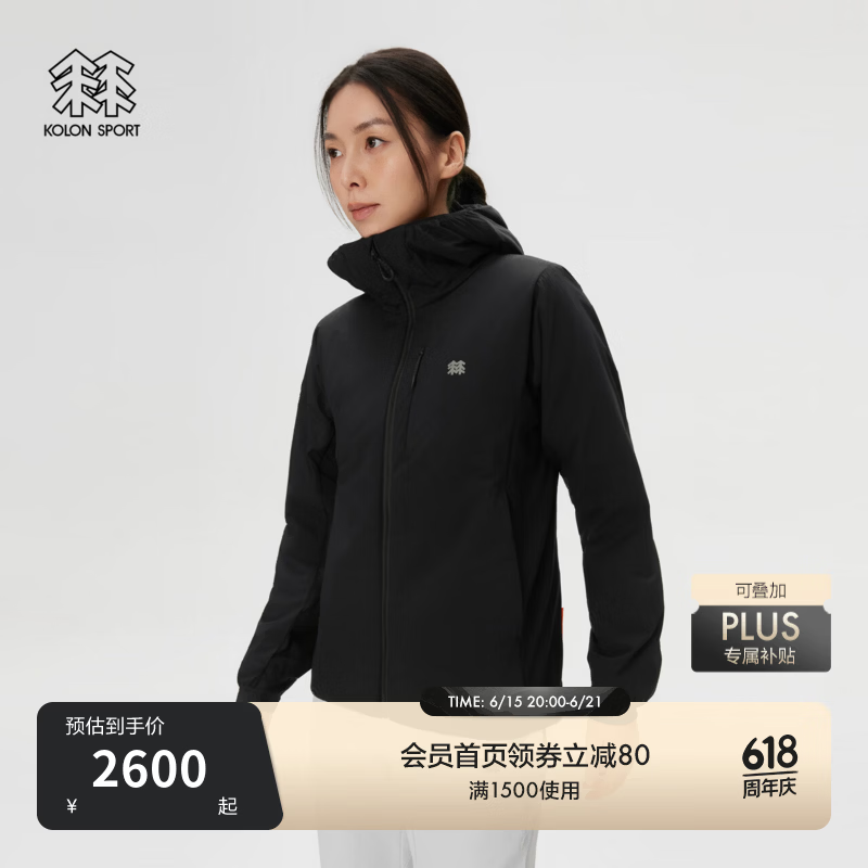 KOLON SPORT/可隆户外棉衣 女士PRIMALOFT LIGHT棉服夹克 LKPJ6SNK40-BK 黑色 M 165/88A