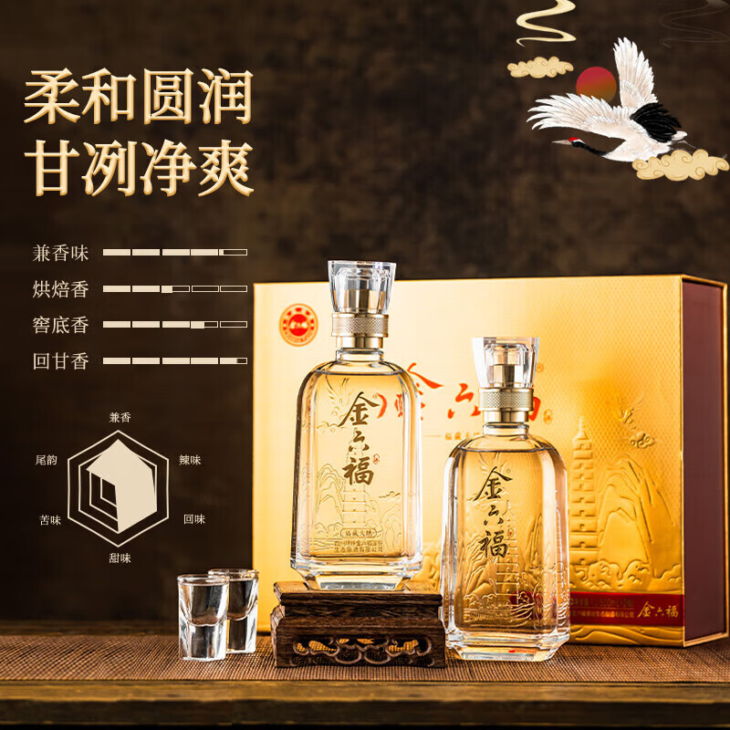 金六福中国福酒 纯粮食酒 高度酒 婚宴喜酒商务送礼 50.8度 500mL 2瓶 福藏天地（兼香型） 一盒