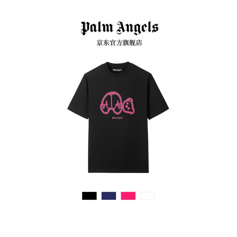 PALM ANGELS断头熊短袖T恤男字母logo印花圆领宽松版型百搭休闲潮流上衣男 黑色 XS