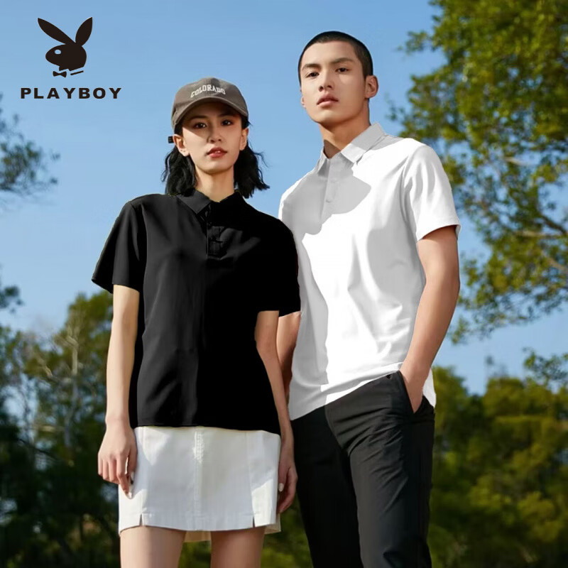 花花公子(PLAYBOY)冰丝无痕POLO衫夏季薄款情侣短袖轻奢休闲透气凉感速干锦纶t恤男 深灰色冰丝短袖 5XL (180-200斤)