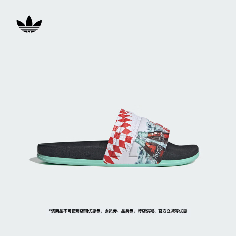 adidas可口可乐联名ADILETTE OG CF运动拖鞋男女阿迪达斯三叶草   黑色/白色（推荐选大一码)   44.5
