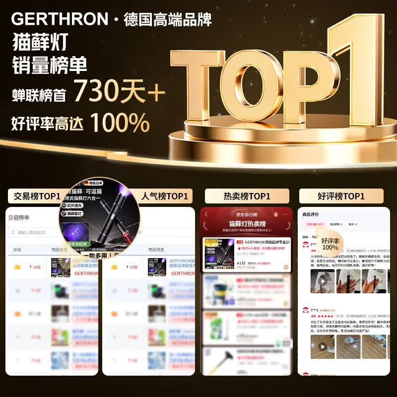 GERTHRON德国品牌猫藓灯激光笔逗猫棒猫玩具逗猫神器自嗨解闷小猫幼猫消耗 【伍德氏猫藓灯】小铁盒 5种图案 USB充电